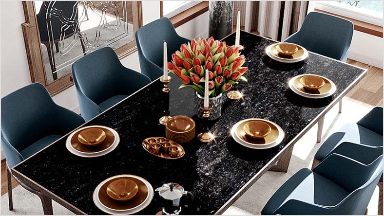 Interior rendering of dining room table