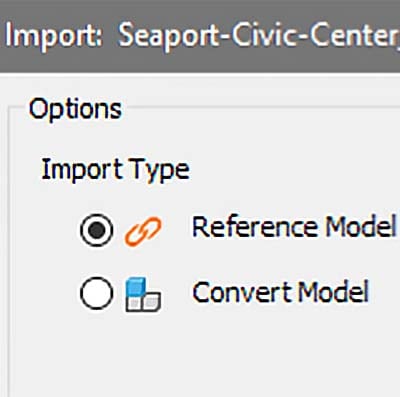 Thumbnail of a Revit model being referenced in a 3D CAD model