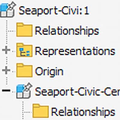 Thumbnail of a building awning in a large building model in Autodesk Inventor