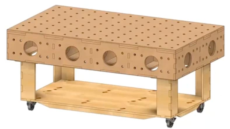 3D-Modell einer im Kurs verwendeten Möbelwerkbank