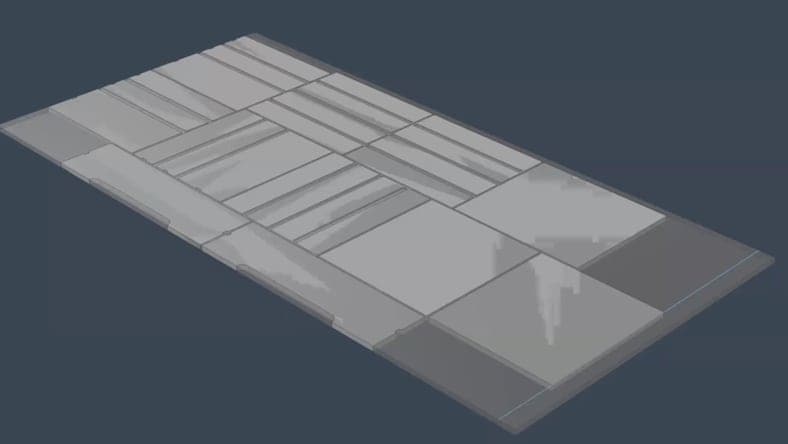 Auf einer Sperrholzplatte verschachtelte CNC-Werkzeugwege in Fusion