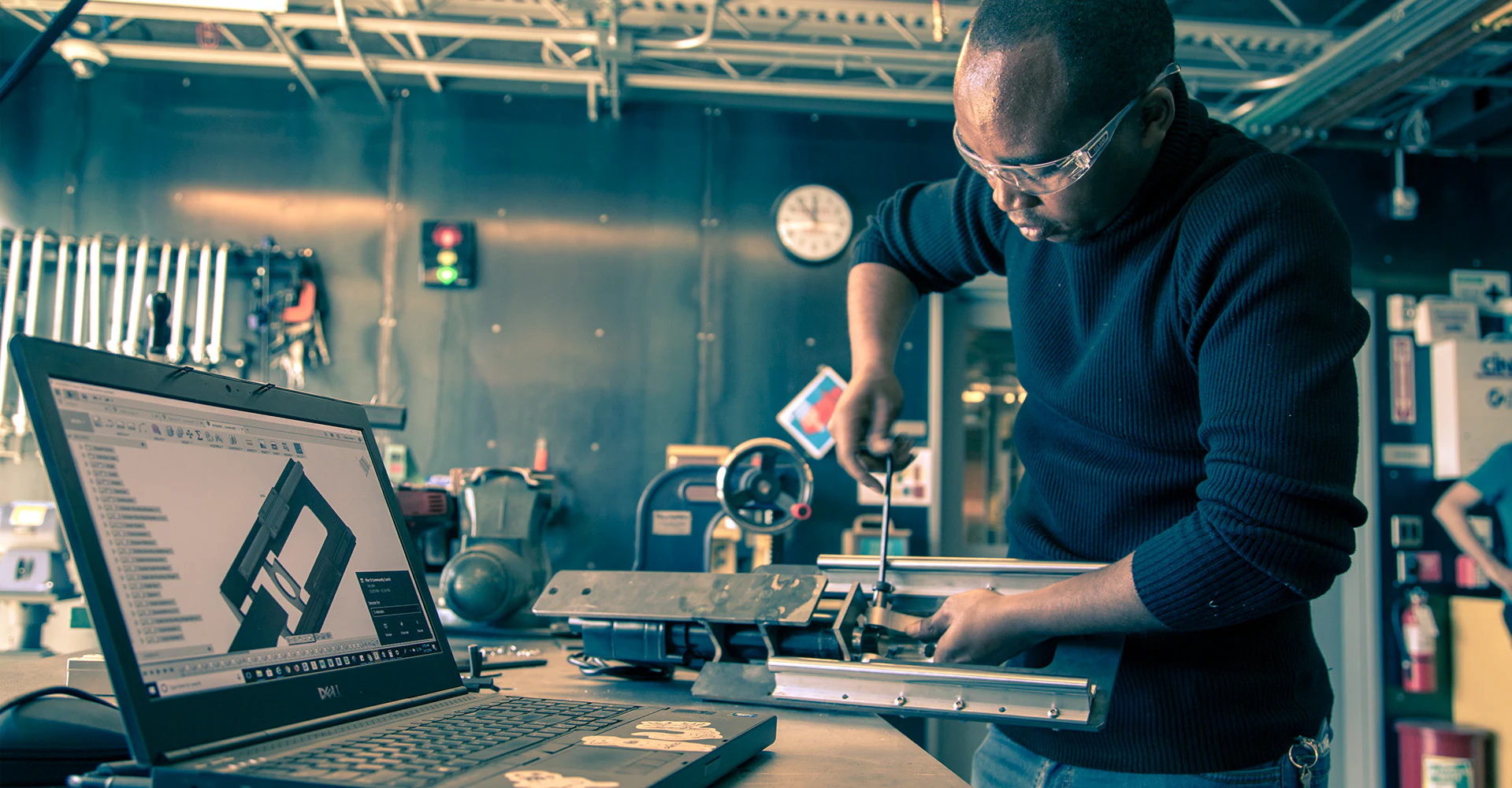 Worker having access to a wide variety of tools