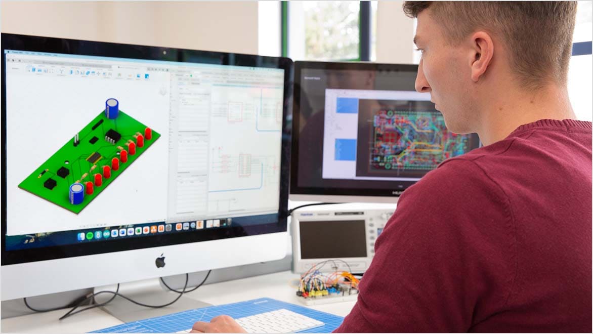 student working on computer