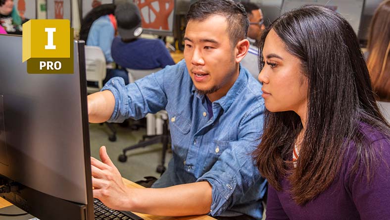 student working with Inventor