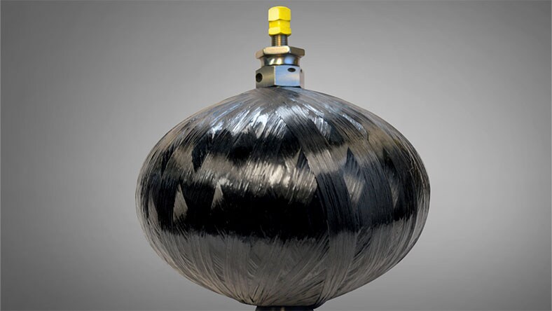 Recycled carbon fiber balloon with grey background