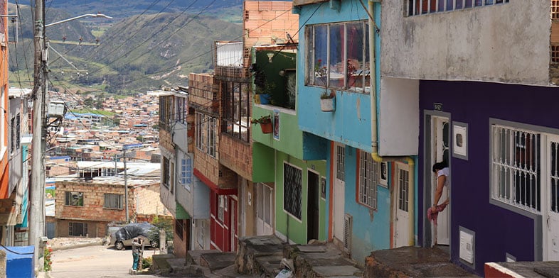 Row of colorful homes in Bogota, Colombia