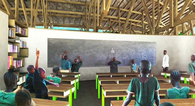 Rendering of schoolroom in Rwanda