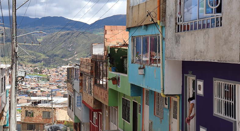 Arial view of neighborhood in Bogotá, Colombia